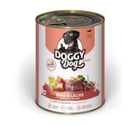 DOGGY Dog Paté Boeuf & Saumon 6 x 800 g Nourriture Humide pour Chien Nourriture pour Chien sans céréales avec Huile de Saumon et Moule à lèvres Vertes, Aliment Complet avec Carotte et Brocoli,