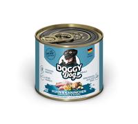 DOGGY Dog Paté Poulet & Lapin, 6 x 200 g, Nourriture Humide pour Chien, sans céréales, avec Huile de Saumon et Moule aux orles Vertes, Aliment Complet avec patate Douce et courgettes, fabriqué en