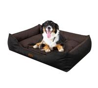 DOGGY Lit pour Chien, Coussin pour Petit Chien, Facile à Nettoyer, Bords Surélevés, M, 84 x 65 cm, Marron