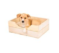 Doggy Panier pour chien en bois résineux, panier pour chien, en 4 tailles, 50-100 cm de long, épaisseur du bois 10 mm (naturel, 80 cm x 40 cm x 20 cm)