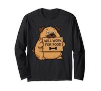 Doggy Will Work for Food Citation Cadeau pour Hommes, Femmes, Enfants Manche Longue
