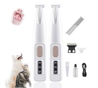 DoggyKings Tondeuse électrique 3 en 1 avec lumière LED, faible bruit, étanche, rechargeable, pour pattes, oreilles, visage, croupe et yeux (deux + double lame)