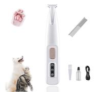 DoggyKings Tondeuse électrique 3 en 1 avec lumière LED, faible bruit, étanche, rechargeable, pour pattes, oreilles, visage, croupe et yeux (simple)