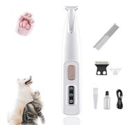 Doggykings Tondeuse électrique 3 en 1 avec lumière LED, faible bruit, étanche, rechargeable, pour pattes, oreilles, visage, croupe et yeux (lame simple + double)