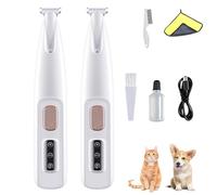 Doggykings Tondeuse électrique 3 en 1 pour chien et chat, rechargeable et étanche, avec lumière LED, faible bruit, pour chiens et chats (2 pièces, blanc)