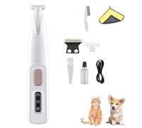 Doggykings Tondeuse électrique 3 en 1 pour chien et chat - Rechargeable et étanche - Avec lumière LED - Faible bruit - Outil de toilettage pour chiens et chats - Blanc + lame de rechange