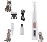 Doggykings Tondeuse électrique 3 en 1 pour chien, rechargeable, étanche avec lumière LED, à faible bruit, pour pattes, yeux, oreilles, visage et croupe (blanc, 16 x 3 cm)