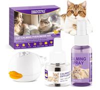 DOGGYZSTYLE Cat Calming Pheromone Diffuser and Spray,Diffuseur de phéromones pour Chat pour Chat,Spray calmant pour Chat,soulage Le Stress anxieux,réduit Les bagarres (1 Recharge+1 Spray)
