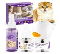 DOGGYZSTYLE Cat Calming Pheromone Diffuser and Spray,Diffuseur De Phéromones pour Chat,Spray Calmant pour Chat,Soulage Le Stress Anxieux,Réduit Les Bagarres (2 Recharge+1 Spray)