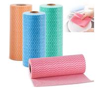 dogmoon Lot de 4 rouleaux de lingettes J Cloth réutilisables en non-tissé pour cuisine, salon, cuisine, table à manger (bleu, vert, orange, rouge)
