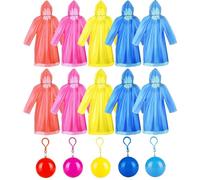 dogmoon Poncho jetable - Poncho de pluie portable avec capuche - Imperméable - En plastique - Pour la randonnée, le camping, les voyages en plein air (5 couleurs), 10 pièces (5 couleurs), 16