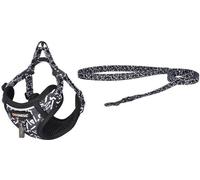 Dogness Walking Kit Leash 1.5M+Dog Harness (Black & White)