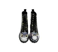 DOGO Bottes longues - Bottines végétaliennes pour femme et bottes durables et colorées - Bottes tendance et confortables pour femme, Owls Family Black, 40 EU