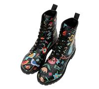 DOGO Bottes pour femme - Bottines végétaliennes multicolores et confortables - Bottes tendance et durables pour femme, Flower Birds Black, 39 EU