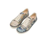 DOGO Femme Cuir Vegan Beige Baskets - Watercolor and Sailors Motif