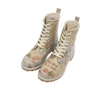 DOGO Femme Cuir Vegan Beige Bottes Longues - One Day At A Time Motif