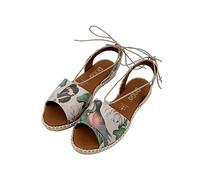 DOGO Femme Cuir Vegan Beige Sandales à Lacets - Wings to Fly Motif