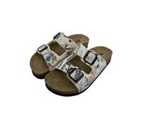 DOGO Femme Cuir Vegan Beige Sandales - Aeroplanes Motif