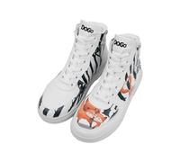 DOGO Femme Cuir Vegan Blanc Baskets Hautes - Cuddling Season Motif