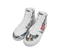 DOGO Femme Cuir Vegan Blanc Baskets Hautes - Love Me Motif