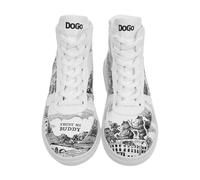 DOGO Femme Cuir Vegan Blanc Baskets Hautes - Trust Me Buddy Motif