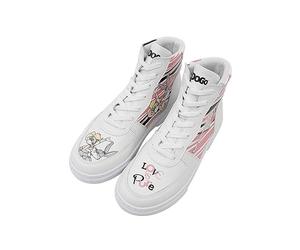 DOGO Femme Cuir Vegan Blanc Baskets Hautes - Warner Bros Love is Pure Bugs Bunny Motif