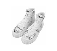 DOGO Femme Cuir Vegan Blanc Baskets Hautes - Warner Bros Tweety Sketch Motif