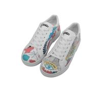 DOGO Femme Cuir Vegan Blanc Baskets - Open Your Mind Motif