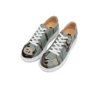 DOGO Femme Cuir Vegan Bleu Baskets - Lemur Motif