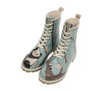 DOGO Femme Cuir Vegan Bleu Bottes Longues - Panda Hug Motif
