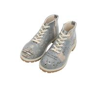 DOGO Femme Cuir Vegan Bleu Bottines - Birds Have Wings Motif