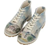 DOGO Femme Cuir Vegan Bleu Bottines - Travel Fills The Soul Motif