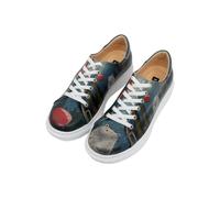 DOGO Femme Cuir Vegan Bleu Foncé Baskets - Bear with A Balloon Motif