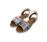 DOGO Femme Cuir Vegan Bleu Sandales à Lacets - That's Amore from Italy Motif