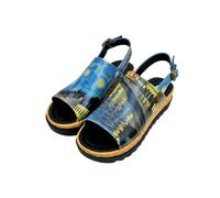 DOGO Femme Cuir Vegan Bleu Sandales Compensées - Sea Sparkles Motif