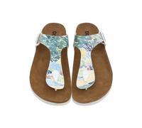 DOGO Femme Cuir Vegan Bleu Sandales - Somewhere in Time Motif