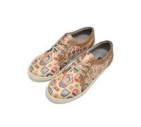 DOGO Femme Cuir Vegan Brun Baskets - Best Memories Motif