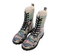DOGO Femme Cuir Vegan Multicolore Bottes Longues - Buildings Motif
