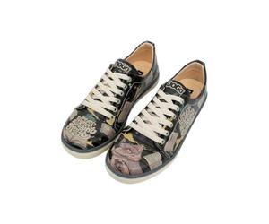 DOGO Femme Cuir Vegan Noir Baskets - Never Ending Story Motif