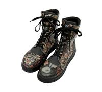 DOGO Femme Cuir Vegan Noir Bottes Longues - Are You Lost Motif