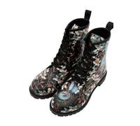 DOGO Femme Cuir Vegan Noir Bottes Longues - Are You Lost Motif