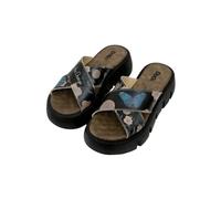 DOGO Femme Cuir Vegan Noir Chaussons Compensées - Be the Change Motif