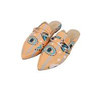 DOGO Femme Cuir Vegan Orange Chaussons - See You Motif