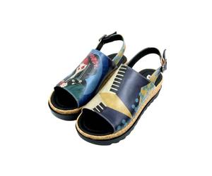 DOGO Femme Cuir Vegan Rouge Sandales Compensées - Bring Your Colours to Life Motif