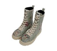 DOGO Femme Cuir Vegan Turquoise Bottes Longues - Kindness Grows Motif