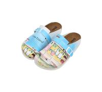 DOGO Femme Cuir Vegan Turquoise Chaussons - Burano Island Motif