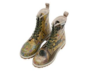 DOGO Femme Cuir Végétalien Multicolore Bottes Longues - Gustav Klimt The Kiss Muse Motif-37