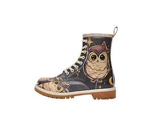 DOGO Long Boots Owls Family Lace-up Vegan Women's Boots Printed Design Shoes