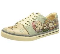 DOGO Sneakers Sleeping Dogs Women Dog Printed Lace Up Soft Sole Vegan Flat Shoes