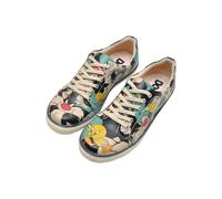 DOGO Vegan en Cuir Multicolore Mode Baskets pour Femme - Chaussures de Marche Confortables et Décontractées - Fait à la Main - Warner Bros Catch Me If You Can Tweety Design Baskets - Taille 40